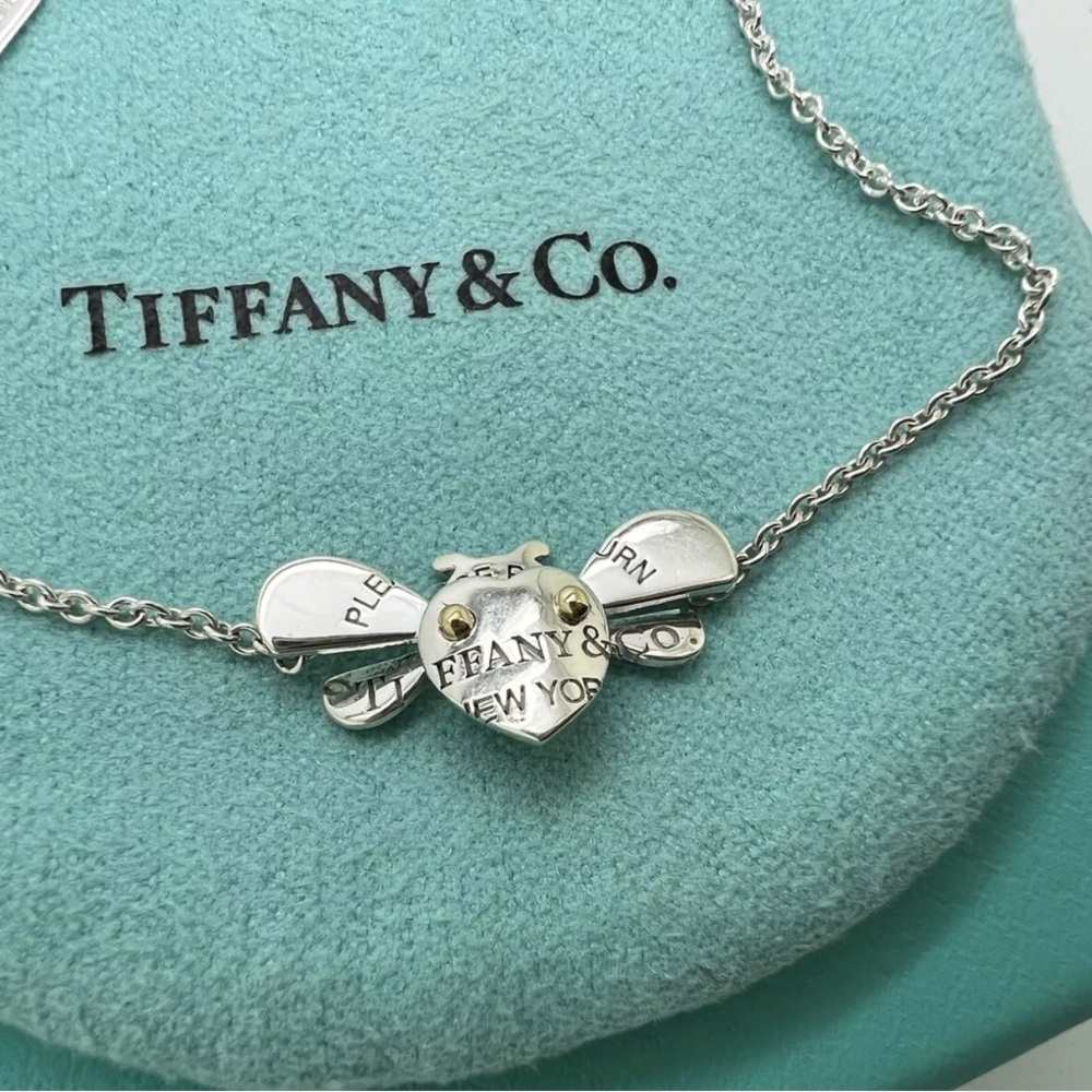 Tiffany Co Sterling Silver & 18k Gold Love Bug Bee Bracelet